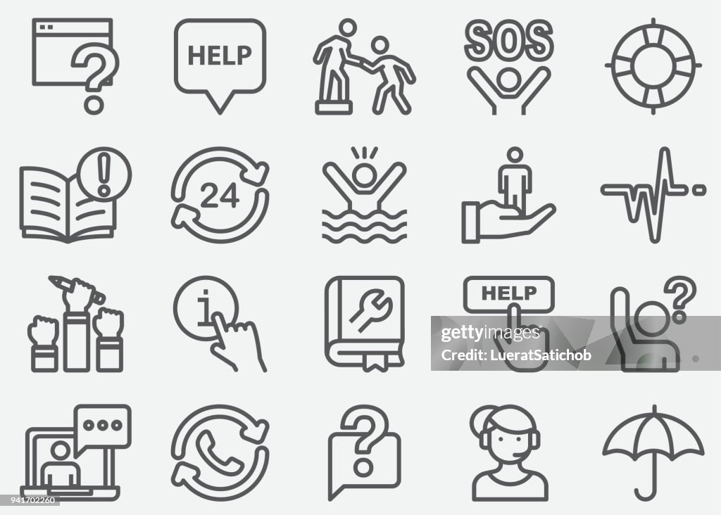 Help and Support Line Icons
