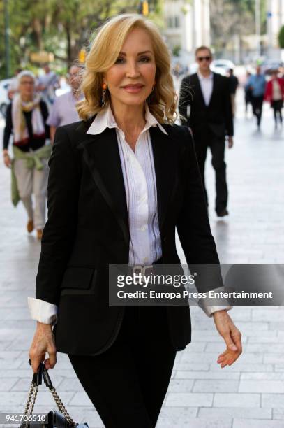 Carmen Lomana attends a procession during Holy Week celebration on March 27, 2018 in Malaga, Spain.