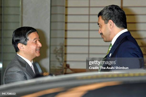 Sheikh Abdullah bin Zayed Al Nahyan, Minister of Foreign Affairs & International Cooperation of the United Arab Emirates is welcomed by Crown Prince...