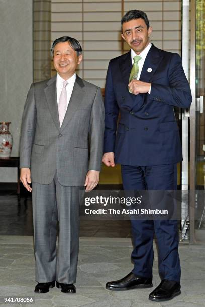 Sheikh Abdullah bin Zayed Al Nahyan, Minister of Foreign Affairs & International Cooperation of the United Arab Emirates is welcomed by Crown Prince...