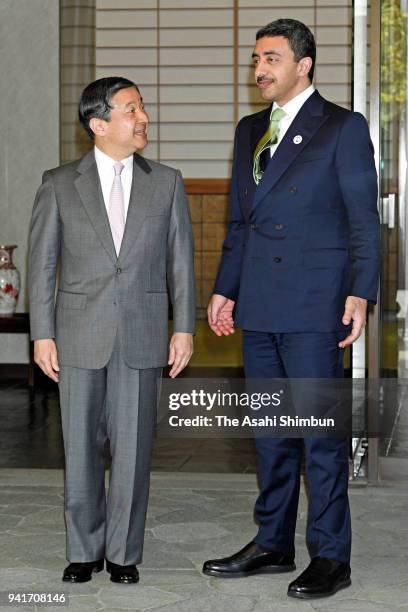 Sheikh Abdullah bin Zayed Al Nahyan, Minister of Foreign Affairs & International Cooperation of the United Arab Emirates is welcomed by Crown Prince...