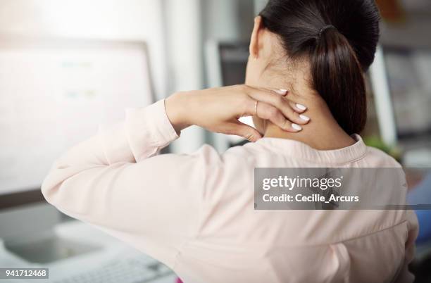 too much stress, not enough rest - neck stock pictures, royalty-free photos & images