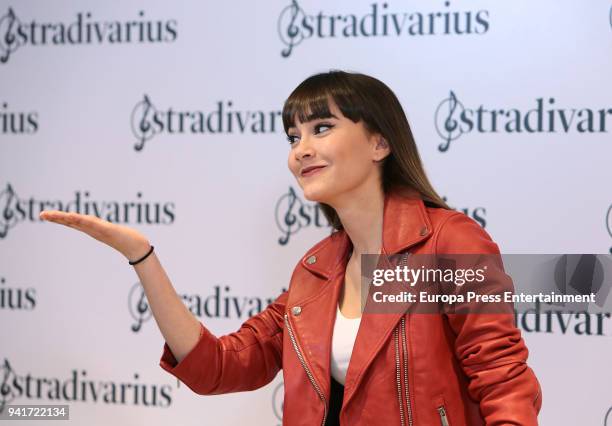 Singer Aitana Ocana is presented as the new image for Stradivarius on April 3, 2018 in Madrid, Spain.