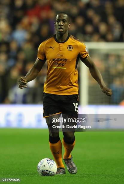 Willy Boly of Wolverhampton Wanderers runs with the ball during the Sky Bet Championship match between Wolverhampton Wanderers and Hull City at...