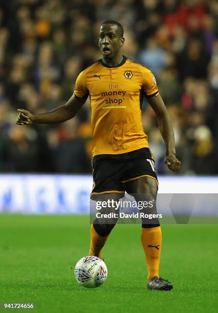 Willy Boly of Wolverhampton Wanderers runs with the ball during the Sky Bet Championship match between Wolverhampton Wanderers and Hull City at...