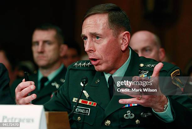 Army Gen. David Petraeus, CENTCOM Commander, participates in a Senate Foreign Relations Committee hearing on Capitol Hill, December 9, 2009 in...