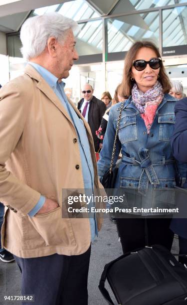 Mario Vargas Llosa and Isabel Preysler are seen on April 2, 2018 in Madrid, Spain.