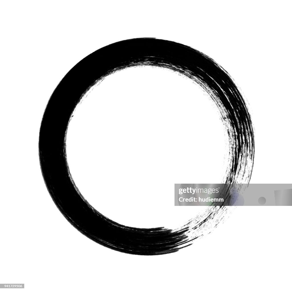 Vector circle brush stroke isolated on white background