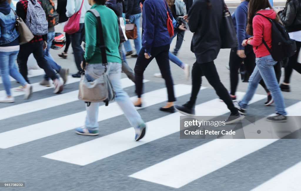 Busy zebra crossing