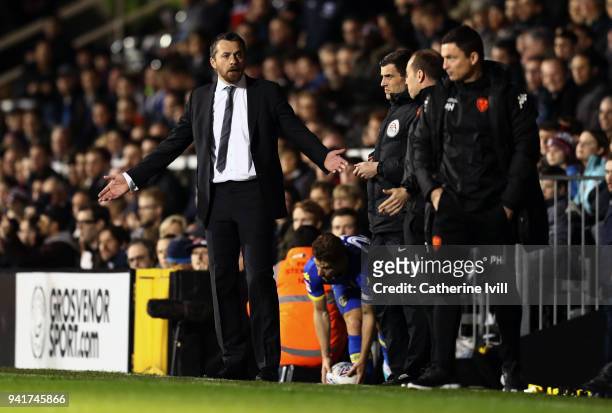 Slavisa Jokanovic manager of Fulham during the Sky Bet Championship match between Fulham and Leeds United at Craven Cottage on April 3, 2018 in...