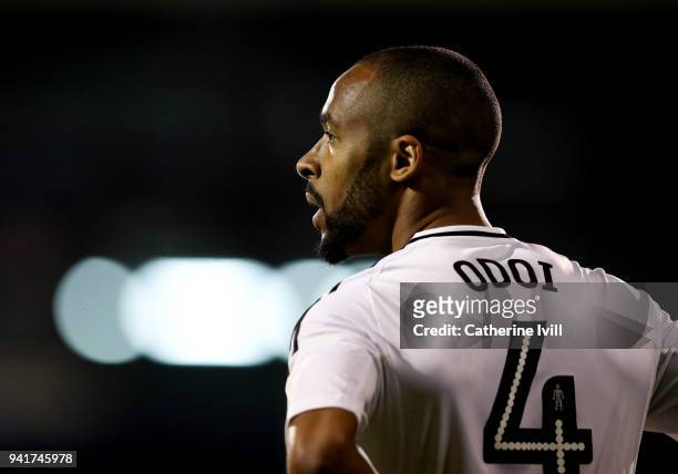 Denis Odoi of Fulham during the Sky Bet Championship match between Fulham and Leeds United at Craven Cottage on April 3, 2018 in London, England.