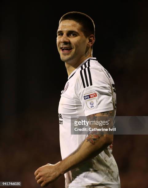 Aleksandar Mitrovic of Fulham during the Sky Bet Championship match between Fulham and Leeds United at Craven Cottage on April 3, 2018 in London,...