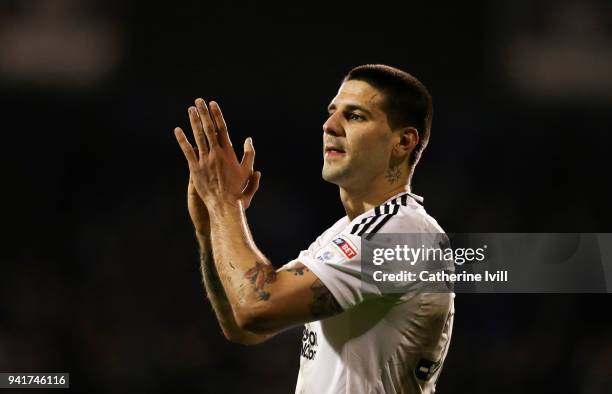 Aleksandar Mitrovic of Fulham during the Sky Bet Championship match between Fulham and Leeds United at Craven Cottage on April 3, 2018 in London,...