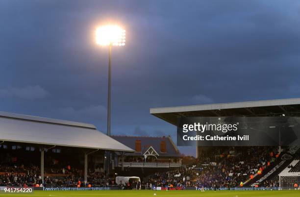 General view of the cottage before during the Sky Bet Championship match between Fulham and Leeds United at Craven Cottage on April 3, 2018 in...