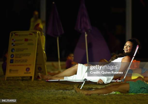 Ricki-Lee Coulter performs during the Opening Ceremony for the Gold Coast 2018 Commonwealth Games at Carrara Stadium on April 4, 2018 on the Gold...