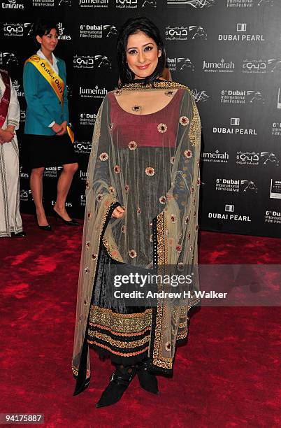 Actress Manisha Koirala attends the Opening Night during day one of the 6th Annual Dubai International Film Festival held at the Madinat Jumeriah...