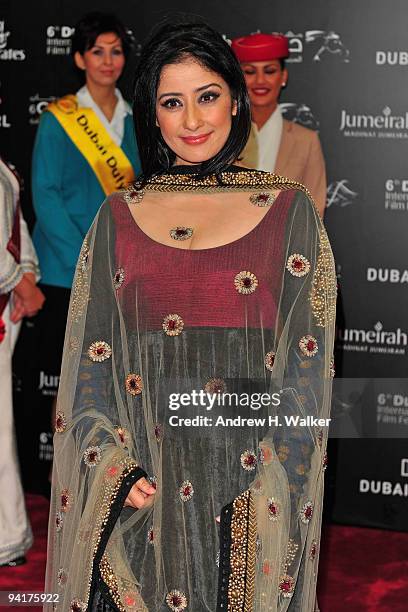 Actress Manisha Koirala attends the Opening Night during day one of the 6th Annual Dubai International Film Festival held at the Madinat Jumeriah...