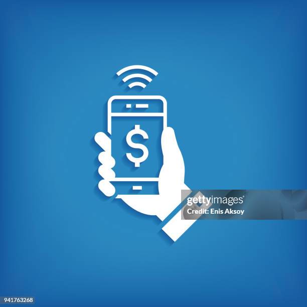 mobile payment icon - counter background stock illustrations