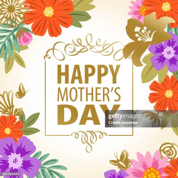 mother's day floral frame - fleuron stock illustrations