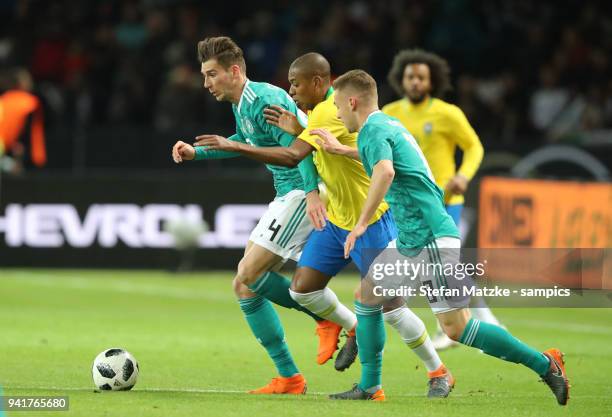 Leon Goretzka Deutschland Germany Miranda Brasilien Brazil at Olympiastadion on March 27, 2018 in Berlin, Germany.