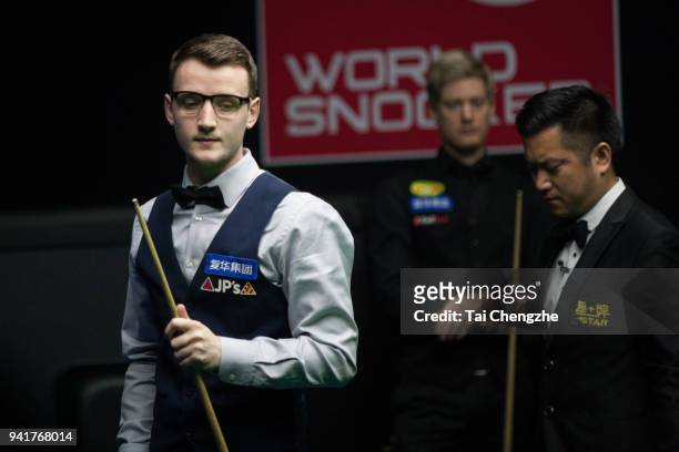 Sam Craigie of England reacts in the second round match against Neil Robertson of Australia during day three of the 2018 China Open at Olympic Sports...