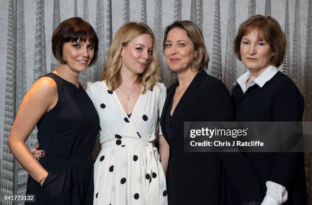 Cast members Annabel Scholey, Fiona Button, Nicola Walker and Deborah Findlay photographed during BBC One's 'The Split' photocall at Soho Hotel on...