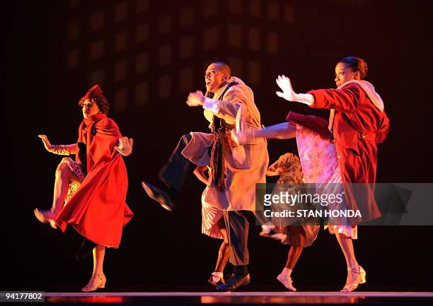 Tina Monica Williams , Clifton Brown and Yusha-Marie Sorzano of the Alvin Ailey American Dance Theater during dress rehearsal of "Uptown",...