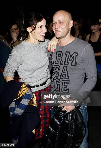 Actor Juergen Vogel and director Nicolette Krebitz attend the Media Board Berlin-Brandenburg christmas meeting at roadrunners club on December 9,...