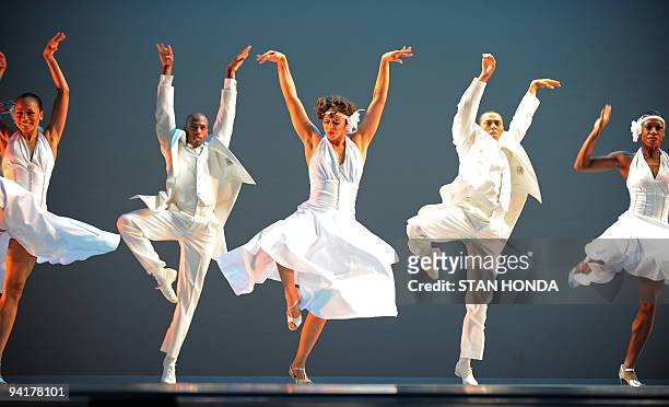 The Alvin Ailey American Dance Theater during dress rehearsal of "Uptown", chorographed by Matthew Rushing, December 9, 2009 in New York. The...