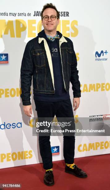 Joaquin Reyes attends 'Campeones' premiere at Kinepolis cinema on April 3, 2018 in Madrid, Spain.