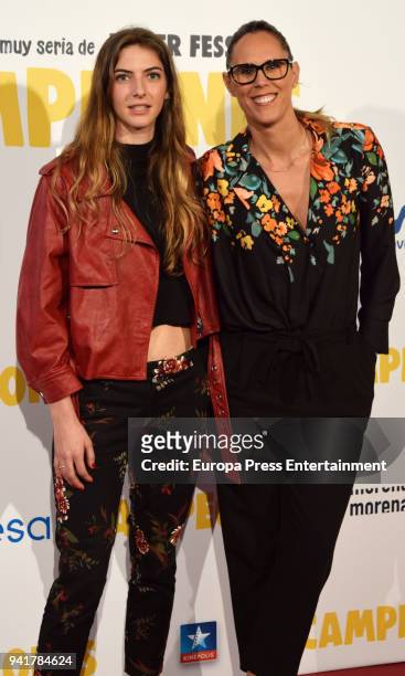 Alejandra Alvarez and Amaya Valdemoro attend 'Campeones' premiere at Kinepolis cinema on April 3, 2018 in Madrid, Spain.