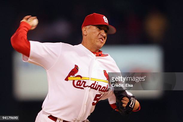 Julian Tavarez of the St. Louis Cardinals pitches during the game against the Cincinnati Reds on June 28, 2005 at Busch Stadium in St. Louis,...