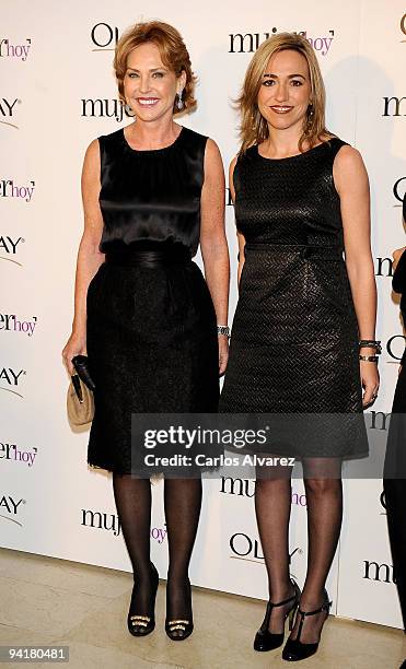 Ana Rodriguez and Spanish Minister of Defense Carme Chacon attend the ''Mujer de Hoy'' 2009 awards at ABC building on December 9, 2009 in Madrid,...