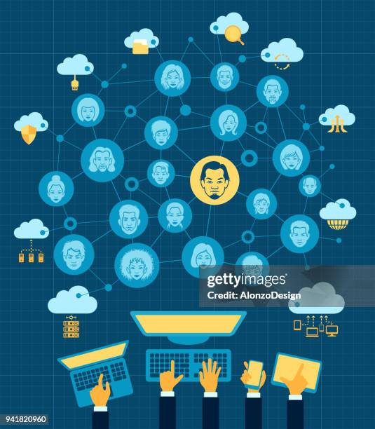social network - virtual support stock illustrations