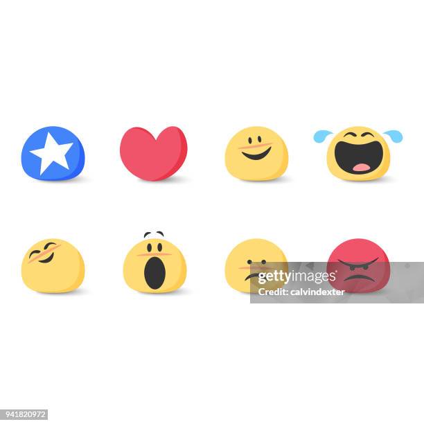 cute basic emoticons set - anthropomorphic face stock illustrations