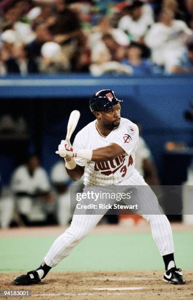 Kirby Puckett of the Minnesota Twins bats during the 1991 MLB All Star Game at the SkyDome on July 9, 1991 in Toronto, Ontario, Canada.