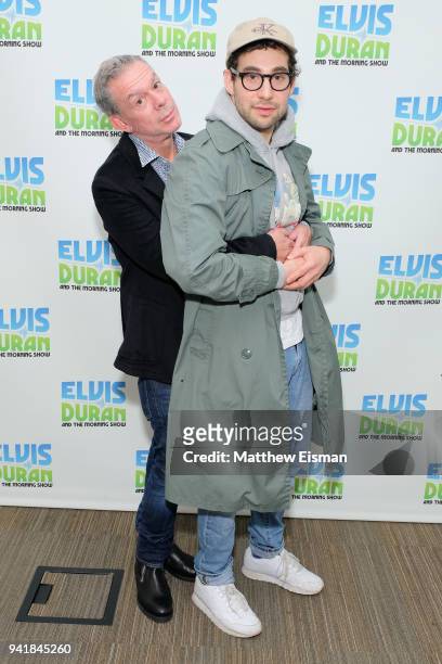 Host Elvis Duran and musician Jack Antonoff pose together for a photo during "The Elvis Duran Z100 Morning Show" at Z100 Studio on April 4, 2018 in...