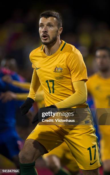 Nikita Rukavytsya of Australia during the International Friendly match between Australia and Colombia at Craven Cottage on March 27, 2018 in London,...