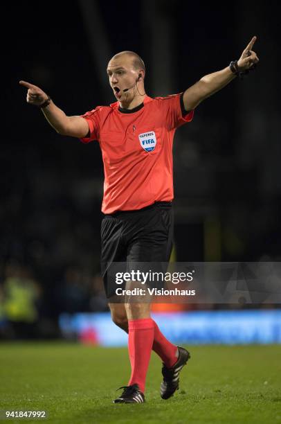 Referee Bobby Madley during the International Friendly match between Australia and Colombia at Craven Cottage on March 27, 2018 in London, England.