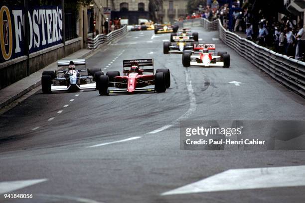Alain Prost, Jean Alesi, Ferrari 641, Tyrrell-Ford 019, Grand Prix of Monaco, Circuit de Monaco, 27 May 1990. Alain Prost and Jean Alesi fighting for...