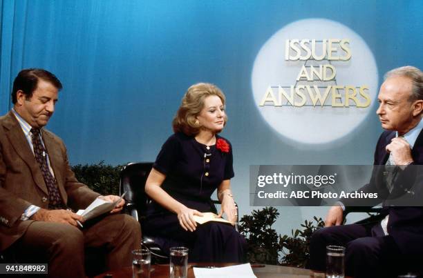 Barbara Walters, Prime Minister of Israel Yitzhak Rabin on Disney General Entertainment Content via Getty Images's 'Issues and Answers' program.