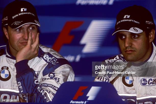 Ralf Schumacher, Juan Pablo Montoya, Grand Prix of Europe, Nurburgring, 23 June 2002. Press conference for Juan Pablo Montoya and Ralf Schumacher who...