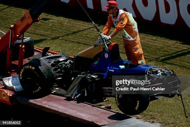 Roland Ratzenberger, Simtek-Ford S941, Grand Prix of San Marino, Autodromo Enzo e Dino Ferrari, Imola, 01 May 1994. The remains of Roland...