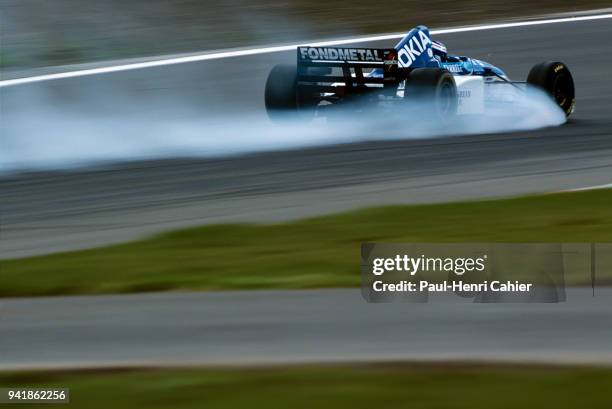 Mika Salo, Tyrrell-Yamaha 023, Grand Prix of Europe, Nurburgring, 01 October 1995. Mika Salo locks the wheels of his Tyrrell-Yamaha.