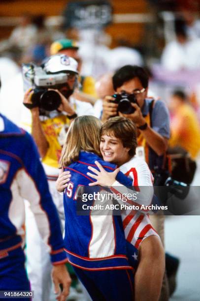 Los Angeles, CA Mary Lou Retton at Women's gymnastics competition, at the 1984 Summer Olympics, August 1984.