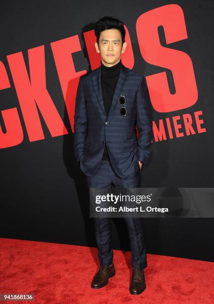 Actor John Cho arrives for the Premiere Of Universal Pictures' "Blockers" held at Regency Village Theatre on April 3, 2018 in Westwood, California.