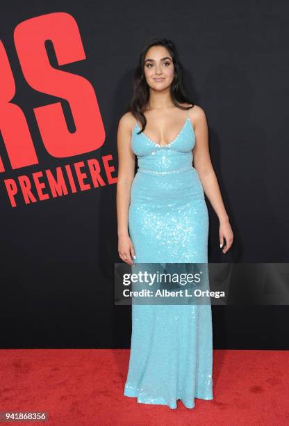 Actress Geraldine Viswanathan arrives for the Premiere Of Universal Pictures' "Blockers" held at Regency Village Theatre on April 3, 2018 in...