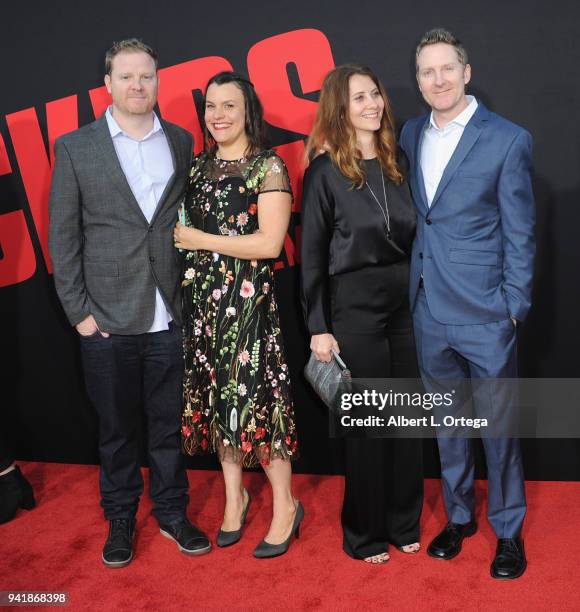 Screenwriters Brian Kehoe and Jim Kehoe arrive for the Premiere Of Universal Pictures' "Blockers" held at Regency Village Theatre on April 3, 2018 in...