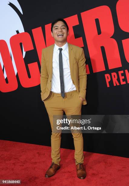 Actor Andrew Lopez arrives for the Premiere Of Universal Pictures' "Blockers" held at Regency Village Theatre on April 3, 2018 in Westwood,...