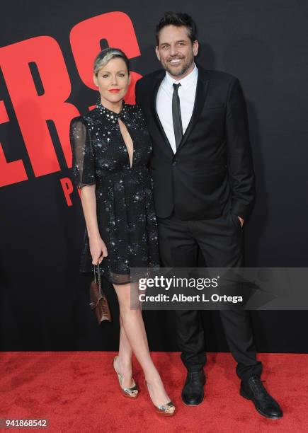 Actress Kathleen Robertson and producer Chris Cowles arrives for the Premiere Of Universal Pictures' "Blockers" held at Regency Village Theatre on...